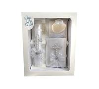White Pearl Cross Baptism Candle Set w/Spanish New Testament