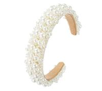 White Pearl Crystal Beaded Headband Bride Baroque Wedding | Photo Props, Synthetic Pearl and Crystal Detailing, One-piece Hair Hoop for Ladies