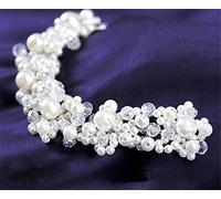 White Pearl Crystal Bridal Headband Wedding Headband Bridal Hair Accessories Pearl Headband (White 1pc (1pack))