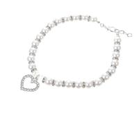 White Pearl Dog Necklace Collar for Small Dogs Copper Rhinestone