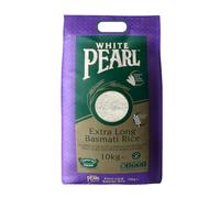 White Pearl Extra Long Basmati Rice 10kg x1 - Premium Quality, Gluten-Free, Non-Sticky Texture - Ideal for Curries, Biryani & Everyday Meals with Welari Thank You Card | (1 Pack)