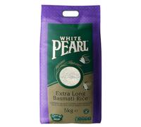 White Pearl Extra Long Basmati Rice 5kg x1 - Premium Quality, Gluten-Free, Non-Sticky Texture - Ideal for Curries, Biryani & Everyday Meals with Welari Thank You Card | (1 Pack)