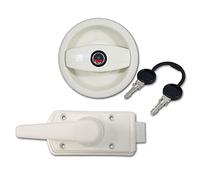 White Pearl Lock with Handle for Caravan Door with Left Opening + Barrel & Keys