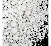 White Pearl Sprinkles for Cake Decorating, 100g/3.53oz, Mix Size, Edible Sugar Ball Candy Pearls,Birthday Cake Decorating, Cupcake, Cookies, Ice cream Topper, Holiday, Wedding Party,Christmas Supplies