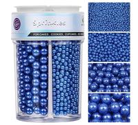 White Pearl Sprinkles for Cake Decorations - 130g Mother Of Pearl Sugar 4 Sizes Cake Sprinkles for Cupcake Cookie Baking Donuts Ice Cream Toppings - Weddings, Birthday & Parties (Blue)
