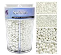 White Pearl Sprinkles for Cake Decorations 130g Mother Of Pearl Sugar Cake Sprinkles 4 Sizes Mix for Cake Cupcake Cookie Baking Donuts Ice Cream Toppings - Weddings, Birthday & Parties