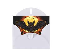 White Pearlescent Paper Holiday Cards 4"x6" MSRHIUEF Bat Pumpkin Lamp Printing Greeting Cards for Christmas, Birthday, Wedding Anniversary & Party Invitations