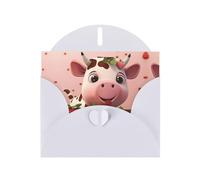 White Pearlescent Paper Holiday Cards 4"x6" MSRHIUEF Cows and Strawberries Printing Greeting Cards for Christmas, Birthday, Wedding Anniversary & Party Invitations
