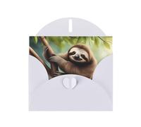 White Pearlescent Paper Holiday Cards 4"x6" MSRHIUEF Lazy Cute Sloth Hanging the Branches Printing Greeting Cards for Christmas, Birthday, Wedding Anniversary & Party Invitations