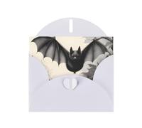 White Pearlescent Paper Holiday Cards 4"x6" YYHHAOFA Bat Print Pattern Greeting Cards for Christmas, Birthday, Wedding Anniversary & Party Invitations