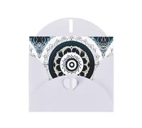 White Pearlescent Paper Holiday Cards 4"x6" YYHHAOFA Black and White Round Totem Pattern Greeting Cards for Christmas, Birthday, Wedding Anniversary & Party Invitations