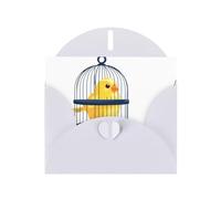 White Pearlescent Paper Holiday Cards 4"x6" YYHHAOFA Canary in a cage Pattern Greeting Cards for Christmas, Birthday, Wedding Anniversary & Party Invitations