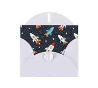 White Pearlescent Paper Holiday Cards 4"x6" YYHHAOFA Cartoon rocket launch direction Pattern Greeting Cards for Christmas, Birthday, Wedding Anniversary & Party Invitations