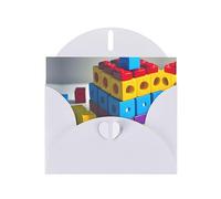White Pearlescent Paper Holiday Cards 4"x6" YYHHAOFA Colorful Building Blocks Pattern Greeting Cards for Christmas, Birthday, Wedding Anniversary & Party Invitations