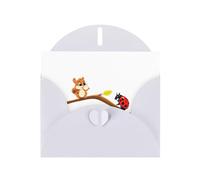 White Pearlescent Paper Holiday Cards 4"x6" YYHHAOFA Conversation between ladybug and squirrel Pattern Greeting Cards for Christmas, Birthday, Wedding Anniversary & Party Invitations