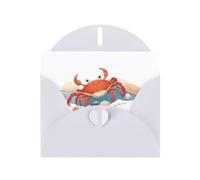 White Pearlescent Paper Holiday Cards 4"x6" YYHHAOFA Crab picking up shells Pattern Greeting Cards for Christmas, Birthday, Wedding Anniversary & Party Invitations