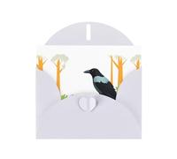 White Pearlescent Paper Holiday Cards 4"x6" YYHHAOFA Crow in the forest Pattern Greeting Cards for Christmas, Birthday, Wedding Anniversary & Party Invitations