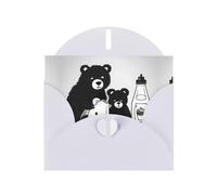 White Pearlescent Paper Holiday Cards 4"x6" YYHHAOFA Cute milk bottle bear Pattern Greeting Cards for Christmas, Birthday, Wedding Anniversary & Party Invitations
