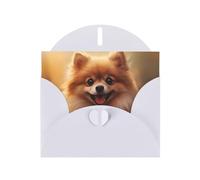 White Pearlescent Paper Holiday Cards 4"x6" YYHHAOFA cute pomeranian Pattern Greeting Cards for Christmas, Birthday, Wedding Anniversary & Party Invitations