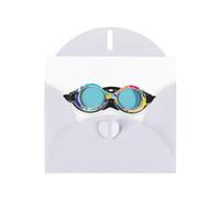 White Pearlescent Paper Holiday Cards 4"x6" YYHHAOFA Doodle swimming goggles Pattern Greeting Cards for Christmas, Birthday, Wedding Anniversary & Party Invitations