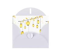 White Pearlescent Paper Holiday Cards 4"x6" YYHHAOFA Fireflies in lanterns Pattern Greeting Cards for Christmas, Birthday, Wedding Anniversary & Party Invitations