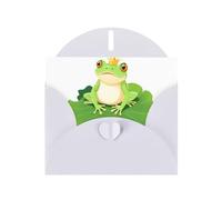 White Pearlescent Paper Holiday Cards 4"x6" YYHHAOFA Frog Prince on the lotus leaf Pattern Greeting Cards for Christmas, Birthday, Wedding Anniversary & Party Invitations