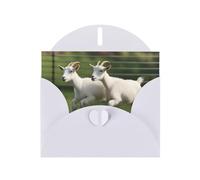 White Pearlescent Paper Holiday Cards 4"x6" YYHHAOFA Goat Frolic Pattern Greeting Cards for Christmas, Birthday, Wedding Anniversary & Party Invitations
