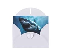 White Pearlescent Paper Holiday Cards 4"x6" YYHHAOFA Great White Shark Pattern Greeting Cards for Christmas, Birthday, Wedding Anniversary & Party Invitations