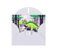 White Pearlescent Paper Holiday Cards 4"x6" YYHHAOFA Green dinosaur Pattern Greeting Cards for Christmas, Birthday, Wedding Anniversary & Party Invitations