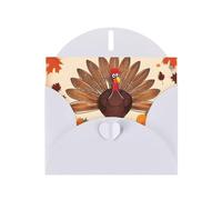 White Pearlescent Paper Holiday Cards 4"x6" YYHHAOFA Happy Thanksgiving Decor Turkey with Maple Leaves Pattern Greeting Cards for Christmas, Birthday, Wedding Anniversary & Party Invitations
