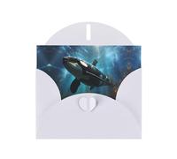 White Pearlescent Paper Holiday Cards 4"x6" YYHHAOFA Huge killer whales Pattern Greeting Cards for Christmas, Birthday, Wedding Anniversary & Party Invitations