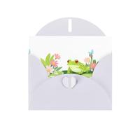 White Pearlescent Paper Holiday Cards 4"x6" YYHHAOFA Little frog in the florals Pattern Greeting Cards for Christmas, Birthday, Wedding Anniversary & Party Invitations