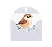 White Pearlescent Paper Holiday Cards 4"x6" YYHHAOFA Little sparrow in the flowerbed Pattern Greeting Cards for Christmas, Birthday, Wedding Anniversary & Party Invitations