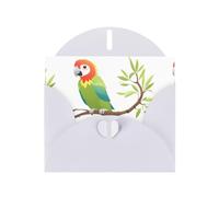 White Pearlescent Paper Holiday Cards 4"x6" YYHHAOFA Parrot on willow branch Pattern Greeting Cards for Christmas, Birthday, Wedding Anniversary & Party Invitations
