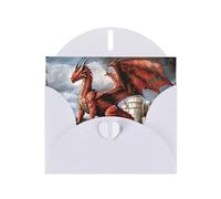 White Pearlescent Paper Holiday Cards 4"x6" YYHHAOFA Red Dragon Pattern Greeting Cards for Christmas, Birthday, Wedding Anniversary & Party Invitations
