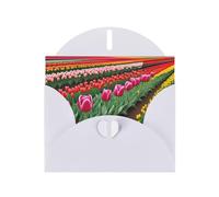 White Pearlescent Paper Holiday Cards 4"x6" YYHHAOFA Tulip Scape Pattern Greeting Cards for Christmas, Birthday, Wedding Anniversary & Party Invitations