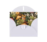 White Pearlescent Paper Holiday Cards 4"x6" YYHHAOFA vintage mushrooms drawings Pattern Greeting Cards for Christmas, Birthday, Wedding Anniversary & Party Invitations