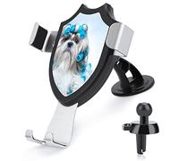 White Pebble Dog Turquoise Hair Curler Universal Car Phone Mount, Windshield Vent Phone Mount, Durable Handsfree Stand Strong Suction Cell Phone Holder for Men Women