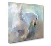 White Pegasus Horse in Flight Canvas Print | Gallery Wrapped 30mm Frame Wall Art | 20x20 inches | Ready to Hang | Abstract Animals Picture | Living Room Bedroom Lounge Office