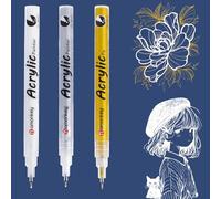 White Pen, Gold and Silver Pens, 3 Colors 0.5mm Acrylic Paint Pens Set, Acrylic Gel pens, for Art Projects, Drawing, Art Graffiti, Calligraphy Practice, DIY Nail