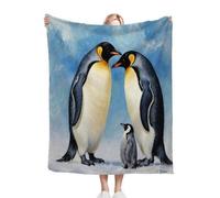 White Penguin Pattern Kids Blanket 40x50 Inches, Ultra Soft Single Bed Flannel Blanket for Bedroom, Living Room, Luxury Microfiber 3D Print Throw for Boys and Girls ab320