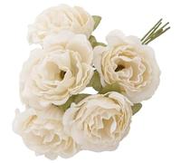 White Peonies Artificial Flower Bunch - Set of 6 Realistic Faux White Peony Blooms for Wedding, Table Centrepieces & Home Décor
