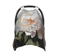 White Peony Baby Car Seat Canopy Cover, Multi Use Breathable Nursing Breastfeeding Covers for Mom Soft Stroller Sun Shade Newborn Shower Gift