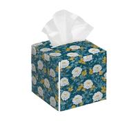 White Peony Flowers Tissue Boxes Tissue Organizer Decorative Modern Napkin Organizer For Tabletop Bathroom Night Stands