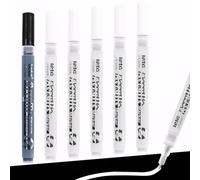White Permanent Marker Pen, 6 PCS White Marker Pen Permanent Waterproof, Black Acrylic Paint Pen, Quick Dry Waterproof Fabric Felt Tip Paint Pens for Paper Rock Wood Fabric Glass Ceramic Plastic