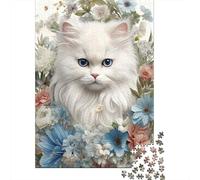 White Persian Cat 1000 Piece Premium Cardstock Classic Jigsaw Puzzle Couple Partners Stress Relief Wall Decor Value Pack 70x50cm/1000pcs
