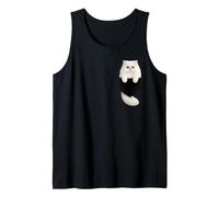 White Persian Cat Pocket Kitty Graphic Design Tank Top