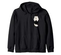 White Persian Cat Pocket Kitty Graphic Design Zip Hoodie