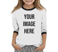 White Personalised Kids T Shirt,Girls 3/4 Sleeve Tops Custom T-Shirts UK Create Your Own Design with Any Photo Text Customized Printed Basic Tshirt Casual Personalized Funny Tee 4-5 Years