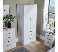 (White) Phoenix 2 Door 3 Drawer Wardrobe Bedroom Storage Unit